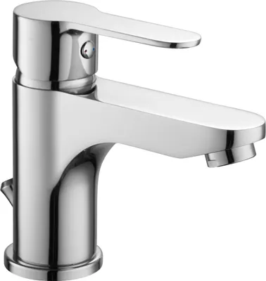 Produktbild von sanicomfort Waschtischarmatur MADRID chrom – Einhebelmischer für Waschbecken inkl. Ablaufgarnitur – Badarmatur aus Messing, modernes Design, einfache Montage