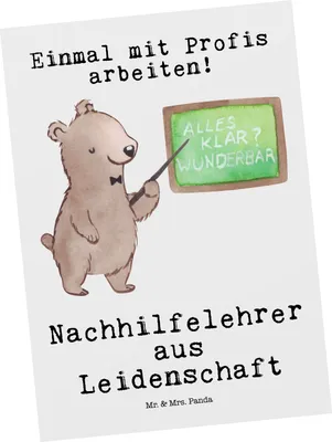 Produktbild von Mr. & Mrs. Panda Postkarte Nachhilfelehrer Leidenschaft - Weiß - Geschenk, Ansichtskarte, Lustig, Nachhilfeschule, Nachhilfeunterricht, Fotokarte, Grußkarte, Postkarten