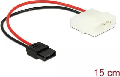 Produktbild von DeLOCK 85638, 0,15 m, Molex (4-pin), SATA 6-polig Slimline, Männlich, Weiblich, Gerade