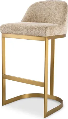 Produktbild von Casa Padrino Luxus Barstuhl Sandfarben / Messing 53 x 51 x H. 101 cm - Gepolsterter Edelstahl Barhocker - Bar Möbel - Luxus Möbel - Luxus Qualität