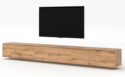 Image de AX LIVING Meuble TV suspendu Loriano Meuble bas en chêne Wotan 3 x 100 cm