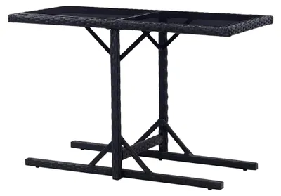 Produktbild von Gartentisch aus Glas und Polyrattan, Schwarz, 110x53x72 cm
