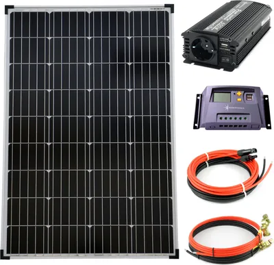 Produktbild von Solar Set 12V 100 Watt Solarpanel 10A Laderegler 600W Spannungswandler Solaranlage