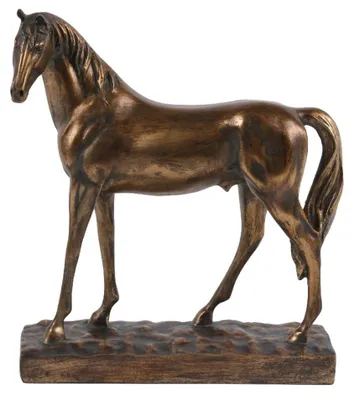Image de Statue de cheval, 28 cm, dorée, en résine