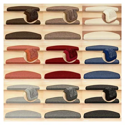 Produktbild von Treppenmatten Treppenteppich Ariston | Halbrund 65x24cm Trittfläche, Anthrazit 15 Stück