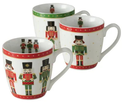 Produktbild von 3tlg Set Jumbobecher Andrew 350ml Nussknacker Glühwein Kaffee-Tasse Christmas