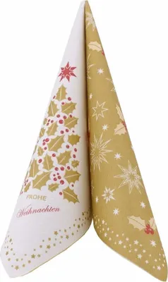 Produktbild von Airlaid Serviette Weihnachten Ilex in Gold , 40 x 40 cm, 50 Stück - APARTina