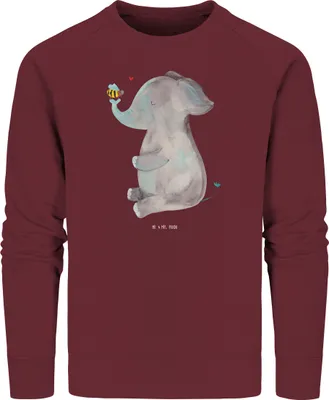 Produktbild von Mr. & Mrs. Panda Baumwoll Sweatshirt Elefant Biene Größe XS - Burgundy - Geschenk, Jahrestag, Hochzeitsgeschenk, Lustige Sprüche, Sweater, Pullover, Pulli, Bio-Pullover