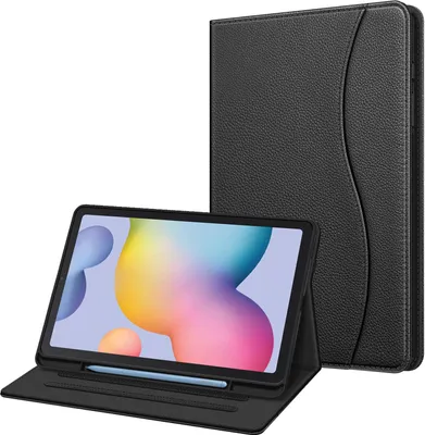 Produktbild von Fintie Hülle für Samsung Galaxy Tab S6 Lite 10.4 2022/2020 SM-P610/P613/P615/P619, Soft TPU Rückseite Gehäuse Schutzhülle mit S Pen Halter und Dokumentschlitze, Schwarz