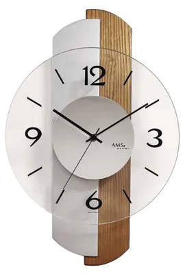 Produktbild von AMS W9211 Wanduhr mit eichelackiertem Holzgehäuse