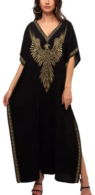 Produktbild von Bestickte Blumen Kaftan für Strand und Loungewear