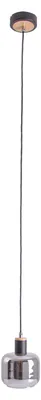 Produktbild von Pendelleuchten - 1er Pendelleuchte "FUMOSO", Hängelampe im Retro Style, aus Metall und Glas in schwarz, 120 cm hoch, Ø 13 cm, E14-Fassung