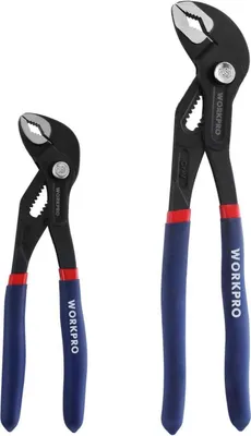 Produktbild von WORKPRO Profi Wasserpumpenzange Set 180mm & 250mm Cr-V Stahl verstellbar Max. Öffnung 33mm & 43mm