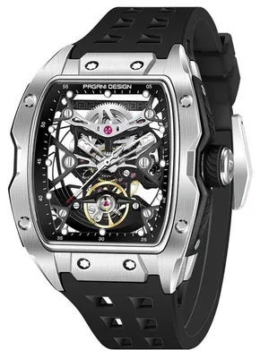 Image de Montre pour homme Pagani Design Rubefy, automatique, squelette, argent/noir