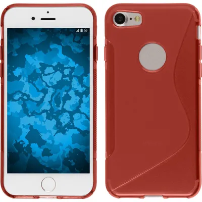 Produktbild von PhoneNatic Case kompatibel mit Apple iPhone 8 - rot Silikon Hülle S-Style + 2 Schutzfolien