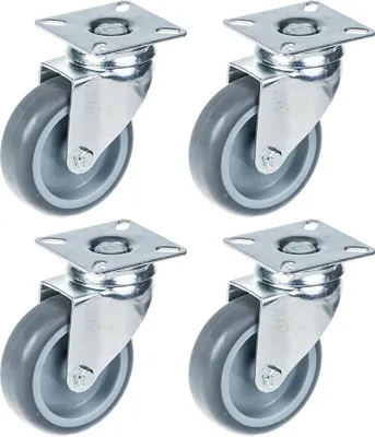 Immagine prodotto di ruote da 75 mm 3" in gomma grigia, girevoli, portata 240 kg, set da 4