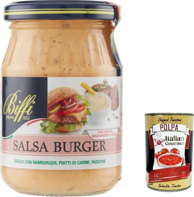 Produktbild von 3x Biffi salsa Burger, Sauce mit Mayonnaise, Senf, Zwiebeln 180g + Italian Gourmet polpa 400g
