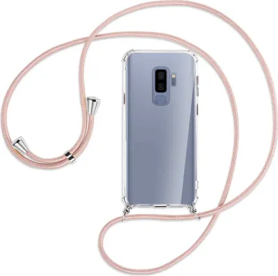 Produktbild von Handykette Backcover-Schutzhülle mit Band (Metall silberfarben) für Samsung Galaxy S9+ / S9 Plus - roségold