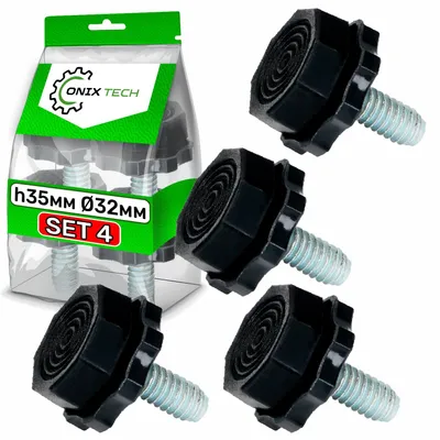 4 Gummifüße Ø 32 mm für Waschmaschine, schwarz, 35 mm