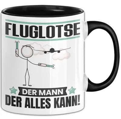 Produktbild von Fluglotse Tasse Geschenk für Fluglotse Der Mann Der Alles Kann Geschenkidee zum Geburtstag (Schwarz)