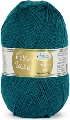 Produktbild von Flotte Socke uni 100 Gr./420m,4-fach Sockenwolle,75% Schurwolle /25% Polyamid Fb. 913 petrol