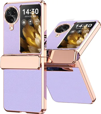 Produktbild von Handyhülle für Oppo Find N3 Flip, Scharnierschutz, Luxus Galvanisierter Litschi Glänzender Diamant Schutzhülle Lila