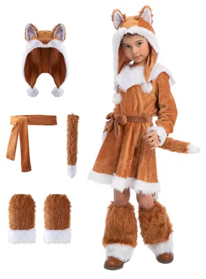Fuchs Kostüm Set für Mädchen, Halloween, M (8-10 Jahre)
