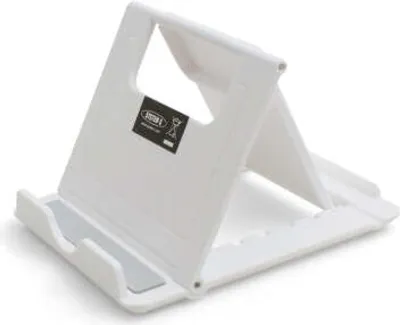 Produktbild von System-S Universal Klappständer Standfuss Tablet Tisch Halterung 6 Stufen Neigung einstellbar 60-75° für Tablet PC Smartphone und andere Geräte (bis 1,4 cm) weiß