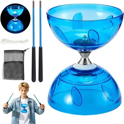Imagen del producto de Diabolo con rodamientos, 1 unidad, color azul, ideal para principiantes en malabarismo