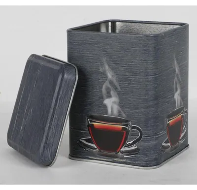 Produktbild von 12 Stück Metall-Teedosen grau mit Deckel Küche Haushalt Gefäß 8x8x10cm