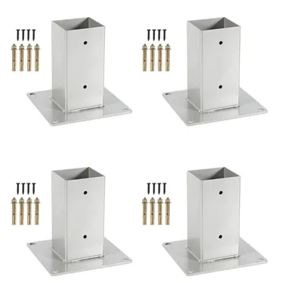 Obrázok produktu pre Clanmacy Návlečná objímka 4 kusy 70x70mm, objímka na zatĺkanie pre štvorcové stĺpiky, strieborná