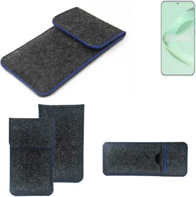 Produktbild von K-S-Trade Handy-Hülle Schutz-Hülle kompatibel mit Huawei nova 11 Filztasche Pouch Tasche Case Sleeve Filzhülle dunkelgrau, blauer Rand