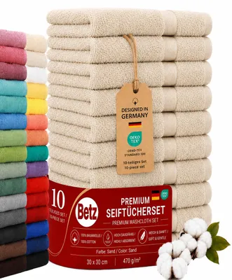 Produktbild von Betz Premium Seiftücher Set 10-teilig – 10× Seiftuch 30×30 cm, 100% Baumwolle 470 g/m², weich & saugstark, ® Farbe Sand