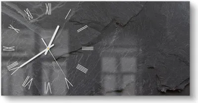 Produktbild von DEQORI Glasuhr 60x30 cm Römisch 'Schiefersteinoptik' Wanduhr Glas Uhr Design leise