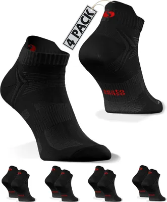 Produktbild von Sesto Senso Sportsocken Quarter Unisex Zum Laufen Schwarz-Rot Größe 39-42 - 4er-Pack