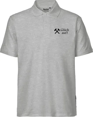 Produktbild von Huuraa Herren Polo Shirt Glück auf! Ruhrpott 3XL Sport Grey Bio Baumwolle Fairtrade Poloshirt Geschenkidee