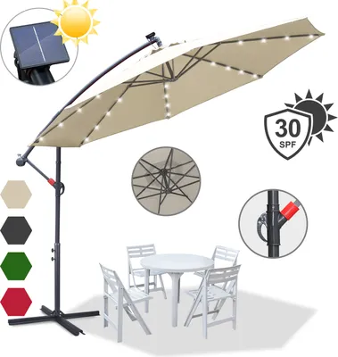 Obrázok produktu pre TolleTour Slnečník s LED osvetlením Svetelný slnečník 300 cm Záhradný slnečník Pavilón - béžová