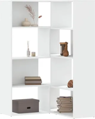 Produktbild von Langlebige Eck-Bücherregal 4 Etagen Weiß 85x85x140 cm Holzwerkstoff Bücherregale Möbel9775316