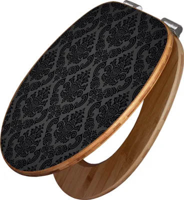 Zdjęcie produktu dla banjado Design deska sedesowa bamboo soft close - Black Deluxe - pokrywa toalety z funkcją miękkiego zamykania drewno/wysokiej jakości bambusowa pokrywa toalety/deska sedesowa do wszystkich popularnych toalet [TDB2 10199]