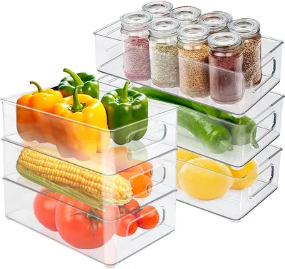 Produktbild von Omgoods – Set aus 6 stapelbaren Ordnungssystemen für den Kühlschrank – platzsparend und transparent