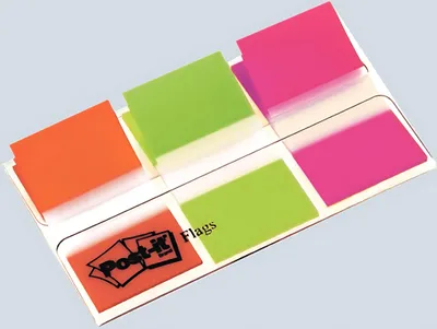 Productafbeelding van Post-it plakstrips, indexlabels, 25,4 x 43,2 mm, verkrijgbaar in 3 kleuren