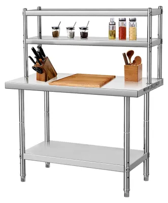 Produktbild von Edelstahl Arbeitstisch | 660 kg Tragkraft | Höhenverstellbar mit Unterablage | Küchenregal & Gewerbetisch | Robust für Küche, Industrie, Garage, Garten | Rostfrei & leicht zu reinigen