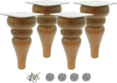 Produktbild von Holzfuß für Möbel, gedrechselt, Tulpenform, 18 cm, Buche, nussbaumbeizt, Befestigung