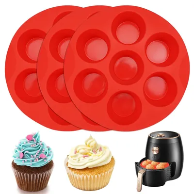 Produktbild von Silikon Muffinform Muffinblech Cupcake-Form - 7 Muffins - Antihaftbeschichtung - 3 Stück