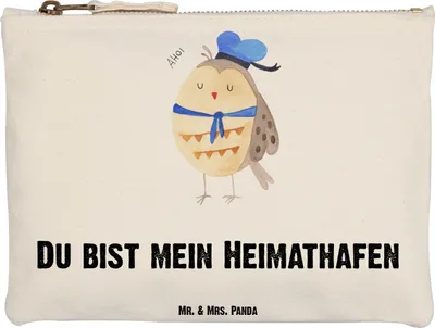 Produktbild von Mr. & Mrs. Panda Federmappe Eule Matrose Grösse XL Große - Weiß - Geschenk, Stifteetui, Verliebt, Stoffbeutel, Make-Up Tasche, Kapitän, Heimathafen, Mäppchen, Etui, Owl