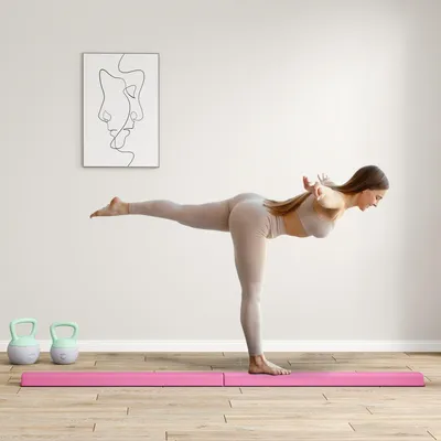 Immagine prodotto di Trave d'equilibrio pieghevole da 236 cm, trave da ginnastica portatile, trave da ginnastica antiscivolo, trave da ginnastica e da equilibrio fino a 80 kg, per bambini dai 3 anni in su, indoor e outdoor, rosso chiaro