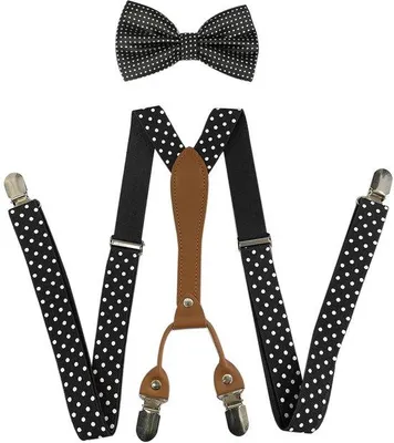 Produktbild von Herren-Set bestehend aus Hosenträger und Fliege, 4 Clips, elastische Hosenträger + Fliege, geeignet für Hochzeiten und formelle Anlässe