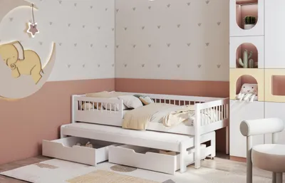 Obrázok produktu pre Detská posteľ s prístelkou 90x200 DABRA - biela, ľavé prevedenie