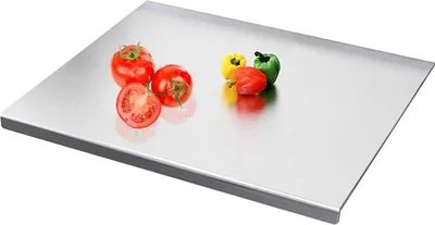 Obrázek produktu pro Nerezové prkénko na krájení 40 cm x 30 cm - Odolné a snadno se čistí - Ideální pro vaření a pečení - Prkénko na krájení masa, zeleniny, ovoce a pizzy