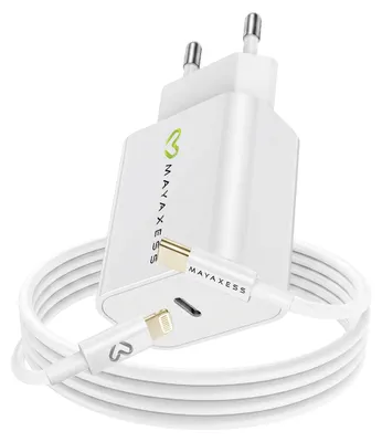 Produktbild von Mayaxess, 18W Netzteil für iPhone 12 Pro + Lightning Kabel 1m, Weiß